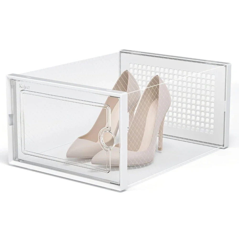 12pk Clear Shoe Storage Boxes Stackable Organizer size L